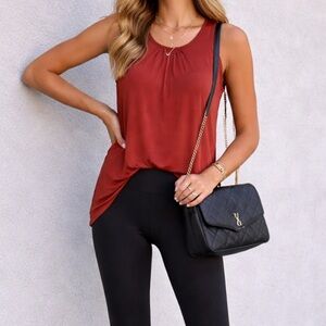 Soft Surroundings rust color Relaxed Pleated Tank Top flowy boho bohemian XL